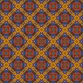 Various colored polygons are located in yellow polygons close to the shape of a circle, and the yellow polygons are interlaced wit