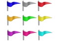 Various colored triangular flags with pole