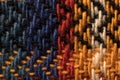 Various colored wool threads tissue pattern macro closeup Royalty Free Stock Photo