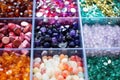 various colorful beads in a sorting box for necklace crafting Royalty Free Stock Photo