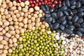 Various colorful dried legumes beans