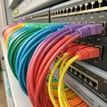 Various colorful network LAN cables represent different data connections Royalty Free Stock Photo