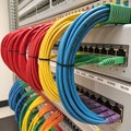 Various colorful network LAN cables represent different data connections Royalty Free Stock Photo