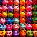 Various colorful piggy banks, showing multiple ways of saving money Royalty Free Stock Photo