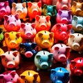 Various colorful piggy banks, showing multiple ways of saving money Royalty Free Stock Photo