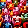 Various colorful piggy banks, showing multiple ways of saving money