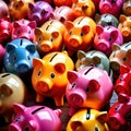 Various colorful piggy banks, showing multiple ways of saving money Royalty Free Stock Photo