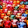 Various colorful piggy banks, showing multiple ways of saving money Royalty Free Stock Photo