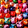 Various colorful piggy banks, showing multiple ways of saving money