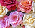 Colorful fake rose flowers top view Royalty Free Stock Photo