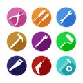 Various Colorful Working Tools Flat Icon