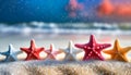 various colors of purple, yellow, white, orange, red blue and light yellow starfish Royalty Free Stock Photo