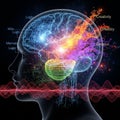 Various colors represent different areas and activities within the brain Royalty Free Stock Photo
