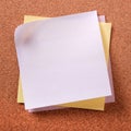 Various colors several sticky post notes on cork background Royalty Free Stock Photo