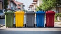 Various colors of waste separation bins Royalty Free Stock Photo