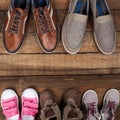 Various colourful footwear