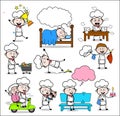 Various Comic Chef Concepts - Different Concepts Vector illustrations Royalty Free Stock Photo