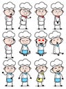 Various Comic Chef Poses - Set of Concepts Vector illustrations Royalty Free Stock Photo