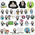 Various Comic Nun Lady Character - Different Concepts Vector illustrations