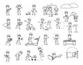 Various Comic Postman Drawing Art - Set of Concepts Vector illustrations Royalty Free Stock Photo