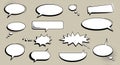 Various comic-style speech and thought bubbles are displayed against a beige Royalty Free Stock Photo