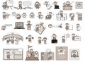 Various Comic Vintage Priest Monk - Different Concepts Vector illustrations Royalty Free Stock Photo