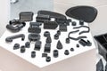 Various compression molded rubber sample parts made from manufacturing process in industrial e.g. plug cover cap pipe tube pedal