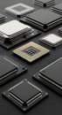 Various Computer Chips and Processors on a Dark Surface, High Tech Components Royalty Free Stock Photo