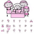 Various Concepts with Old Granny Character - Set of Different Vector illustrations Royalty Free Stock Photo