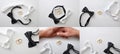 Various conceptual gay wedding compositions with bow ties and rings Royalty Free Stock Photo