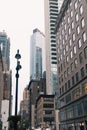 various contemporary buildings and street lantern