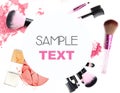 Various cosmetics isolated over white. Royalty Free Stock Photo