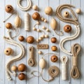 Various craft materials are arranged on Royalty Free Stock Photo