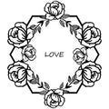 Various crowd of rose flower frame, for design beautiful card love. Vector Royalty Free Stock Photo