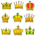 Various crown style of doodle set collection