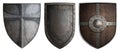 Various crusaders knights shields set isolated 3d illustration Royalty Free Stock Photo