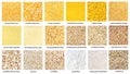 Various crushed groats with names close up Royalty Free Stock Photo