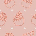 Various cupcakes seamless vector pattern