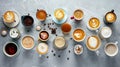 An Assortment of Hot Beverages.AI generated image Royalty Free Stock Photo