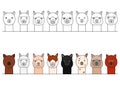 Smiling alpacas head border set