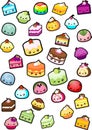 Various Cute Cake Illustration in White Background