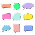 Various Cute speech bubble doodle stickers set with multiple colors - stock vector Royalty Free Stock Photo
