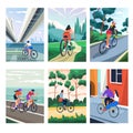 Various Cyclists on Different Paths Royalty Free Stock Photo