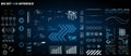 Various dashboard elements used in interface design. It includes maps, graphs, and data displays in a digital style. The layout Royalty Free Stock Photo