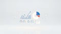 Data analysis and performance metrics with charts and gauges on white background graphs Royalty Free Stock Photo