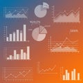 Various data visualization elements over a gradient background transition from blue Royalty Free Stock Photo