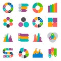 Various diagrams and graphics elements of infographics color flat icon set