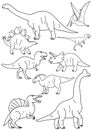 Various Dinosaur line art set