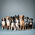 Different dogs in a line - ai generated image