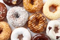 Various donuts on white background, from above Royalty Free Stock Photo